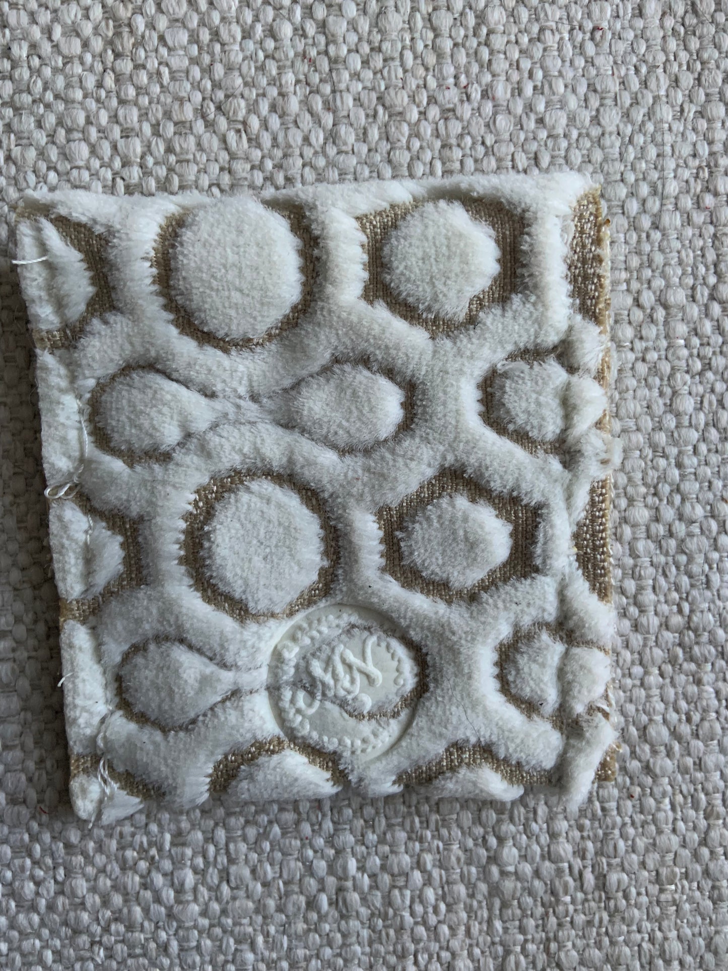 Evelyn Handmade Fabric Coin Purse Textured White/Beige Fabric