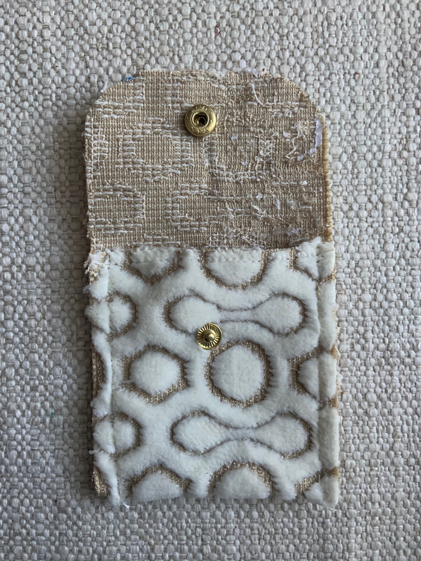 Evelyn Handmade Fabric Coin Purse Textured White/Beige Fabric