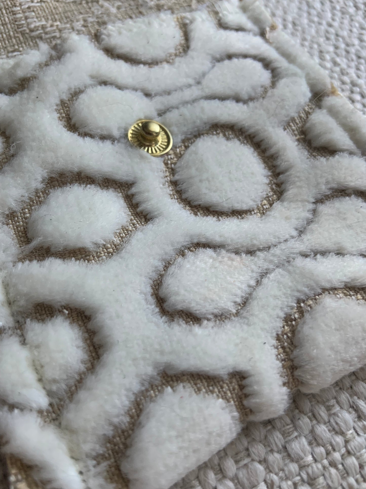 Evelyn Handmade Fabric Coin Purse Textured White/Beige Fabric