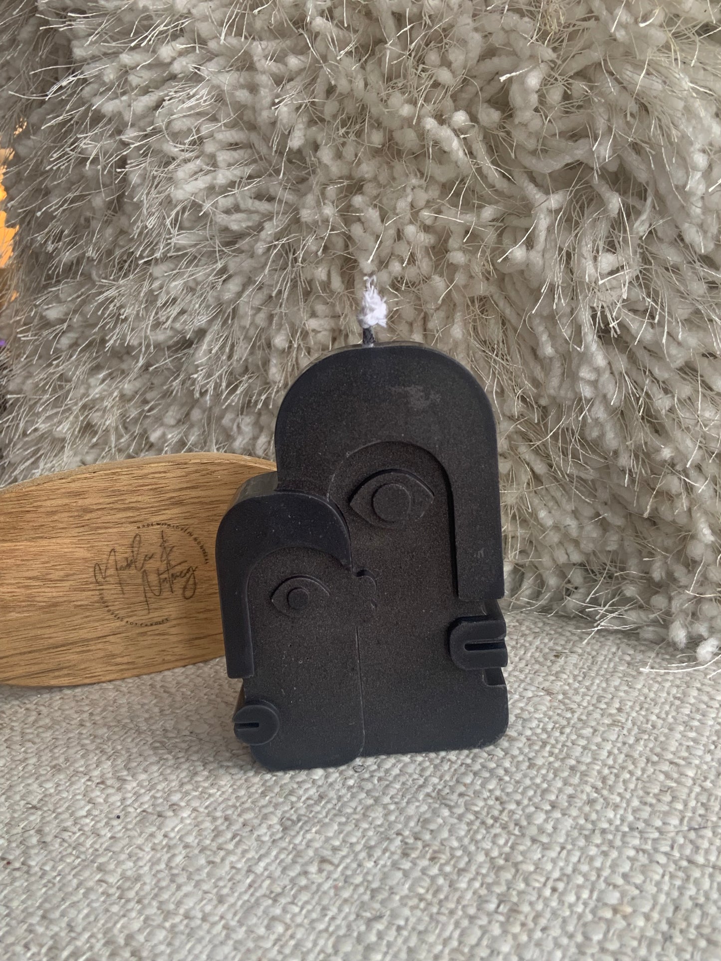 Sia Abstract Face Handmade Pillar Soy Candle ( Unscented )