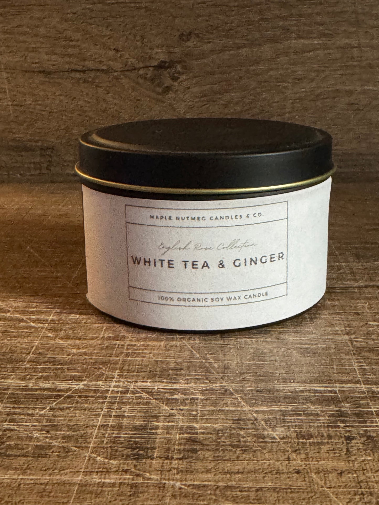 Brontë White Tea & Ginger Handmade Soy Candle Metal Container