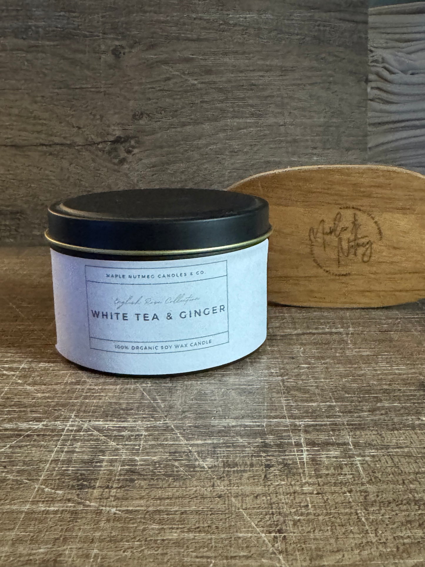 Brontë White Tea & Ginger Handmade Soy Candle Metal Container