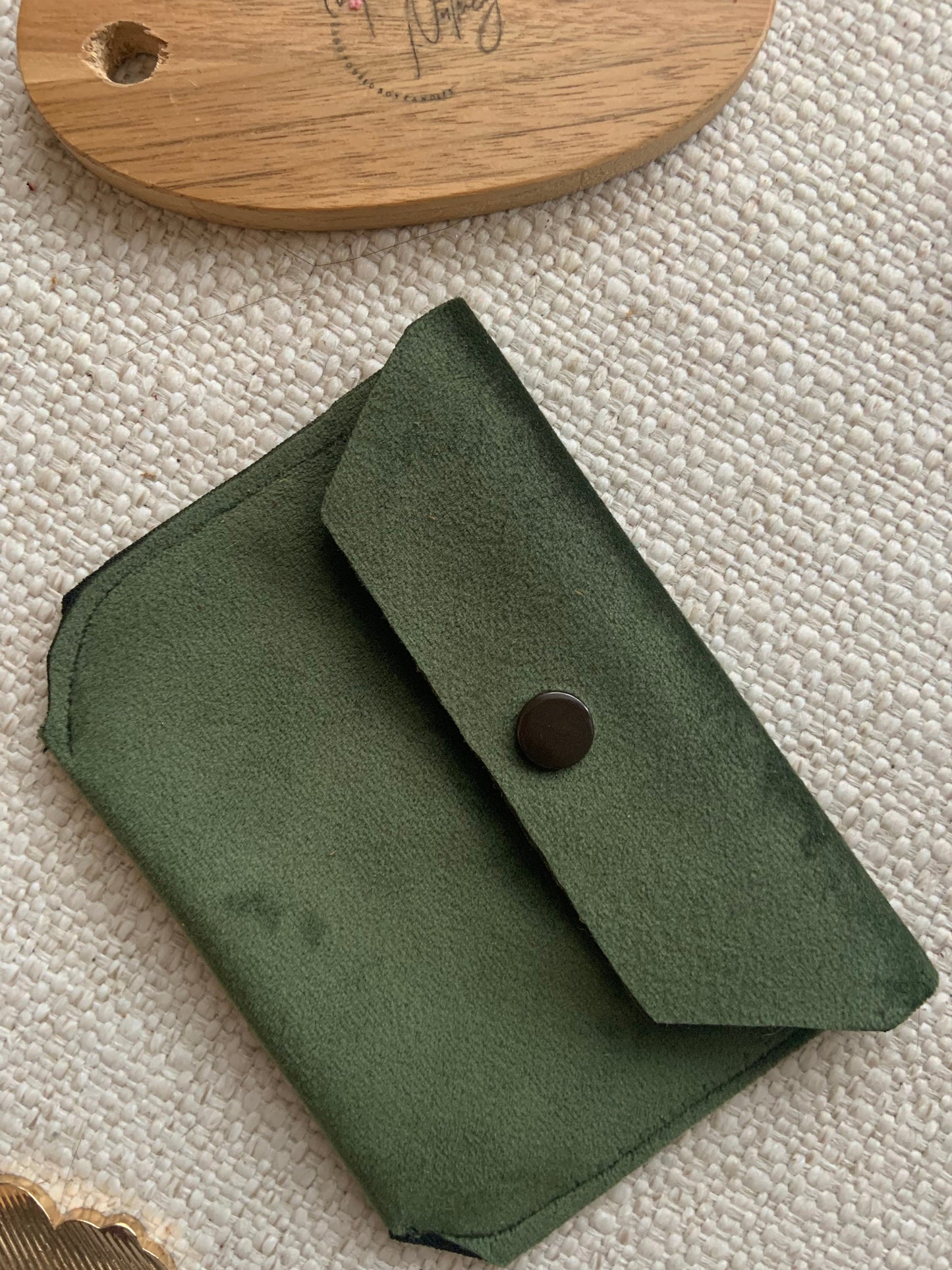 Bethanie Handmade Reclaimed Velvet Fabric Coin Purse Dark Green