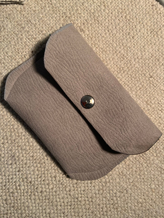 Bethanie Handmade Faux Leather Coin Purse Textured Velvet Fabric