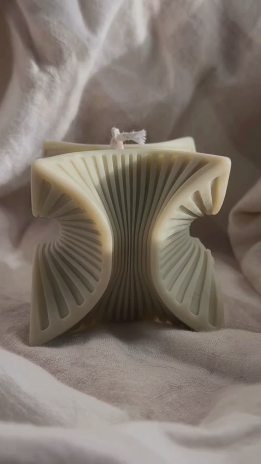 Sculptural Handmade Jasmine Scented Soy Candle Pale Green