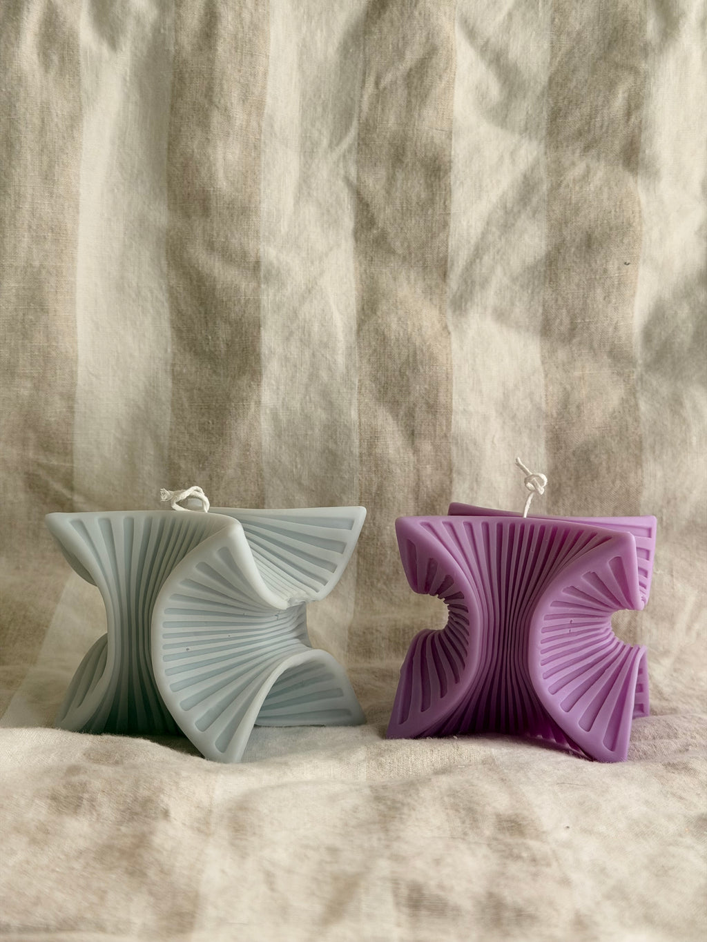 Sculptural Handmade Creamy Coconut & Eucalyptus Scented Soy Candle Pale Blue