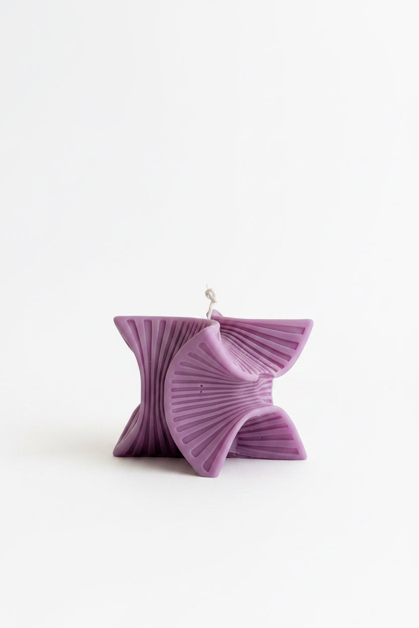Sculptural Handmade Mahogany Oak Scented Soy Candle Purple