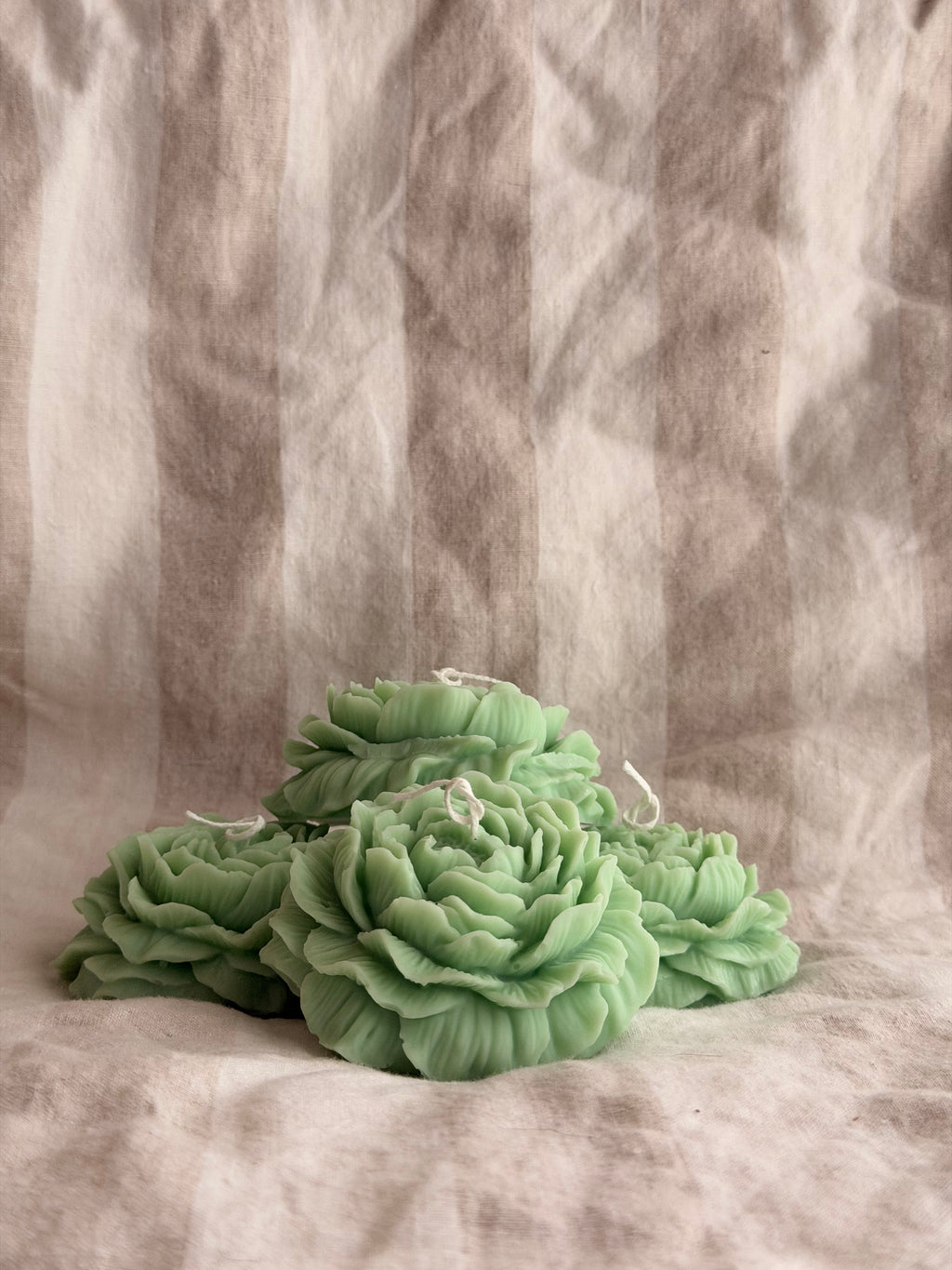 Peony Handmade Floral Soy Candle Green Basil & Bosc Pear Scented.