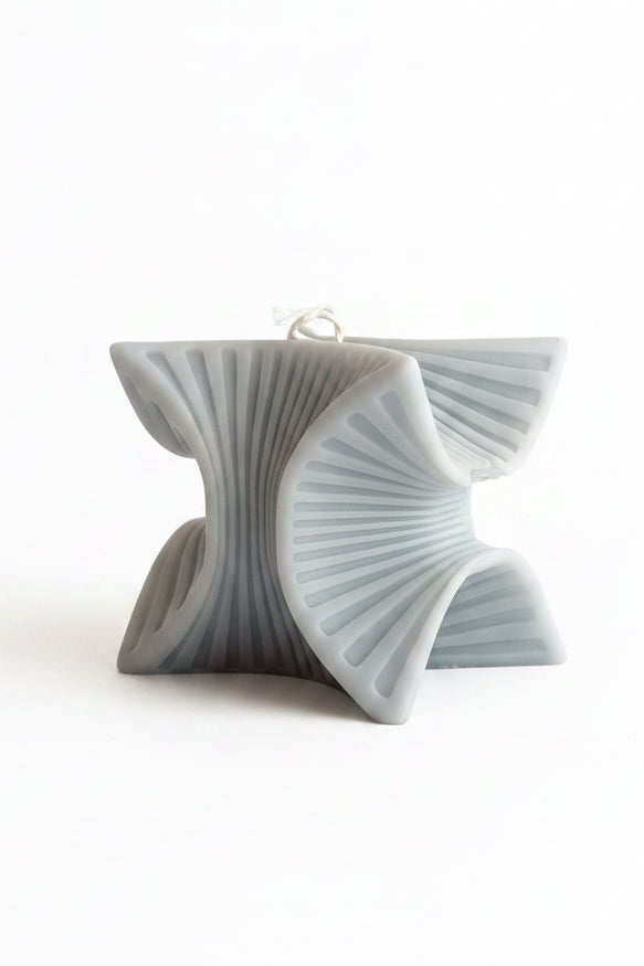 Sculptural Handmade Creamy Coconut & Eucalyptus Scented Soy Candle Light Blue