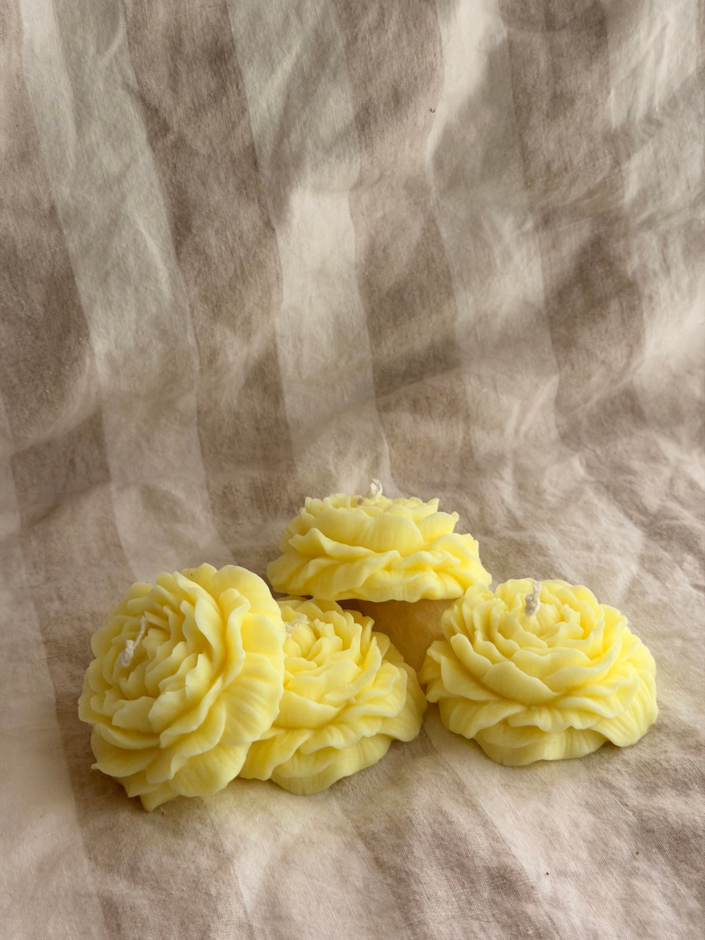 Peony Handmade Floral Soy Candle Bright Yellow Lemon Scented.