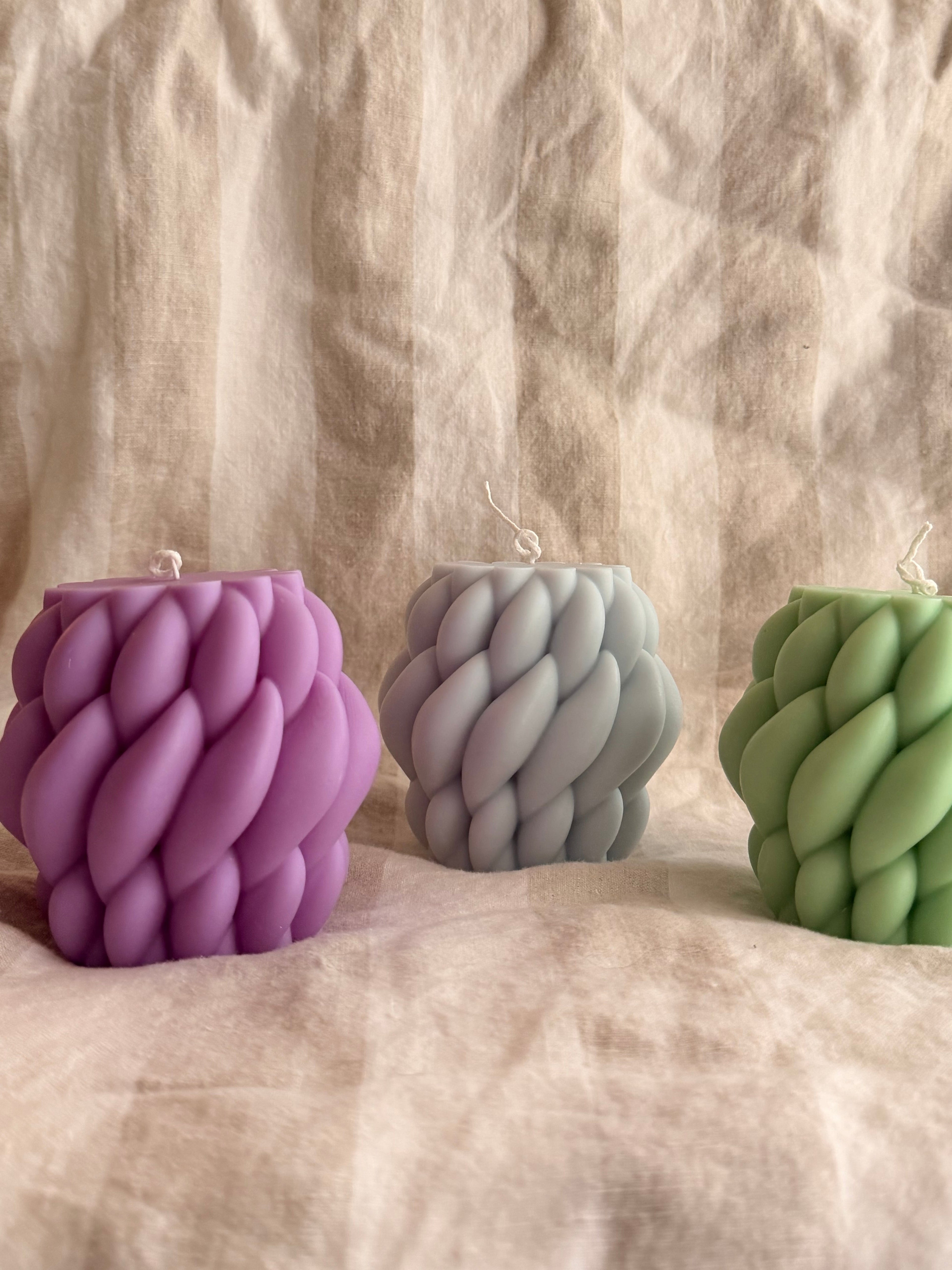 Yarn Handmade Soy Candle Purple Mahogany Oak Scented.