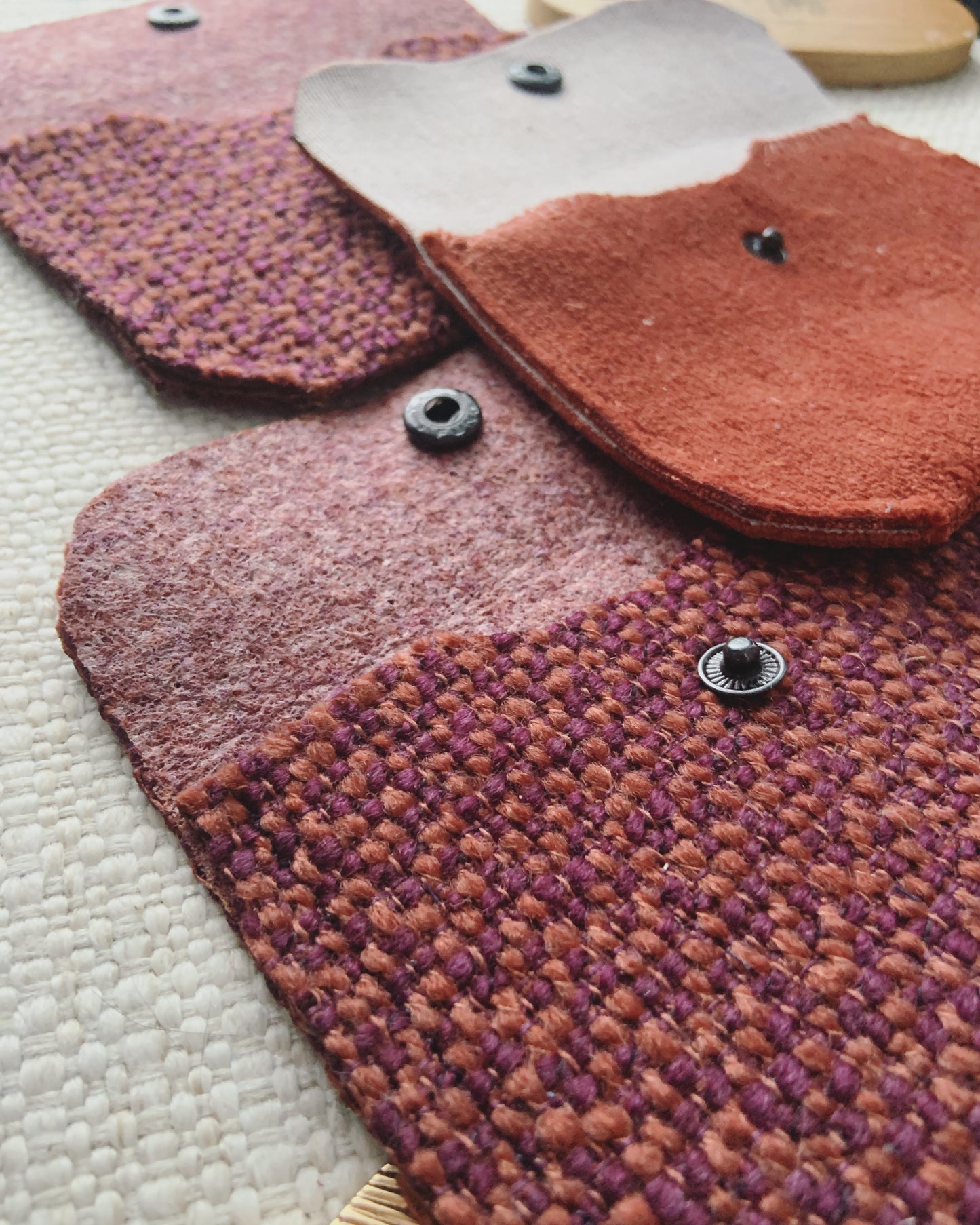 Bethanie Handmade Fabric Coin Purse Woven Orange/Burgundy Fabric