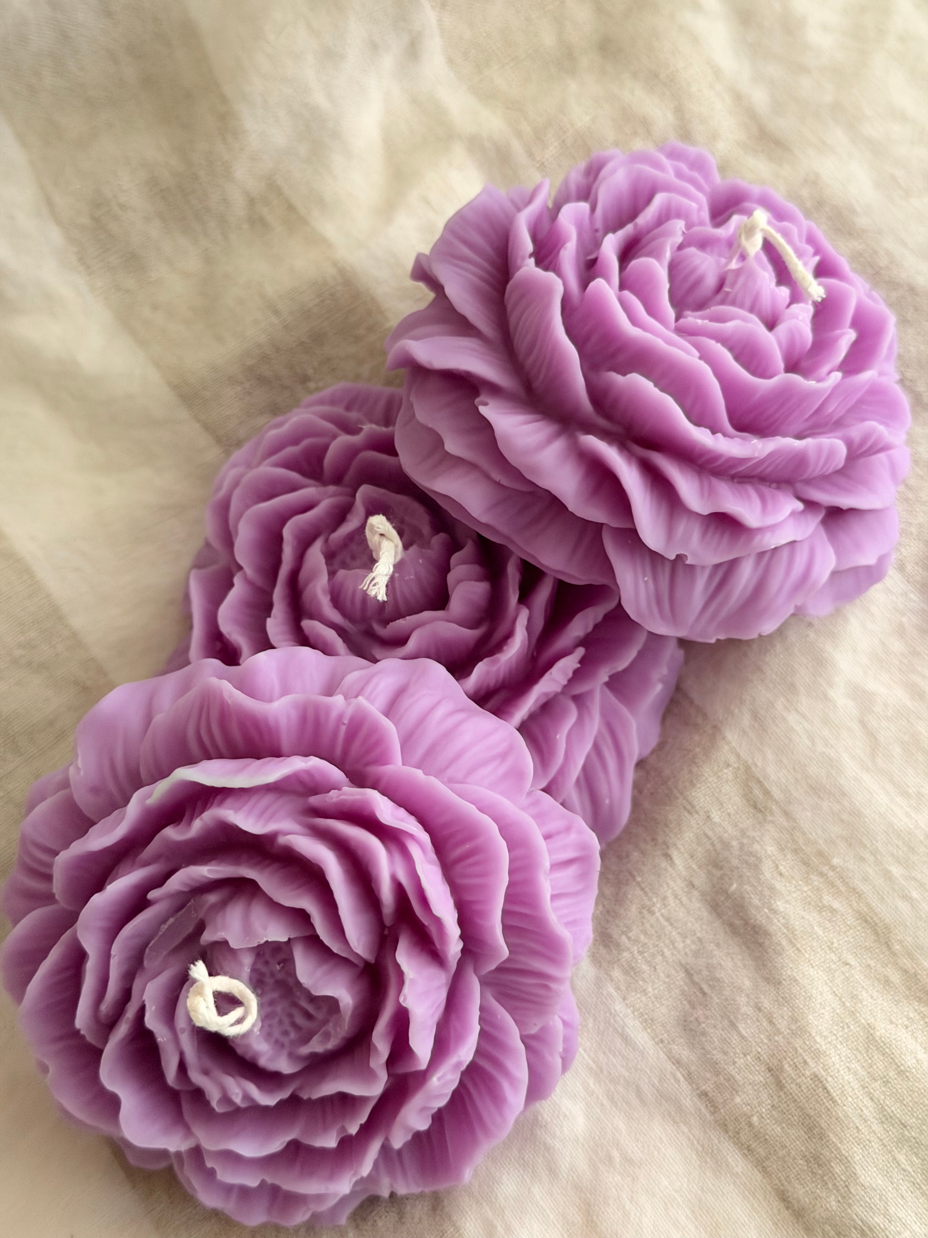 Peony Handmade Floral Soy Candle Purple Mahogany Oak Scented.