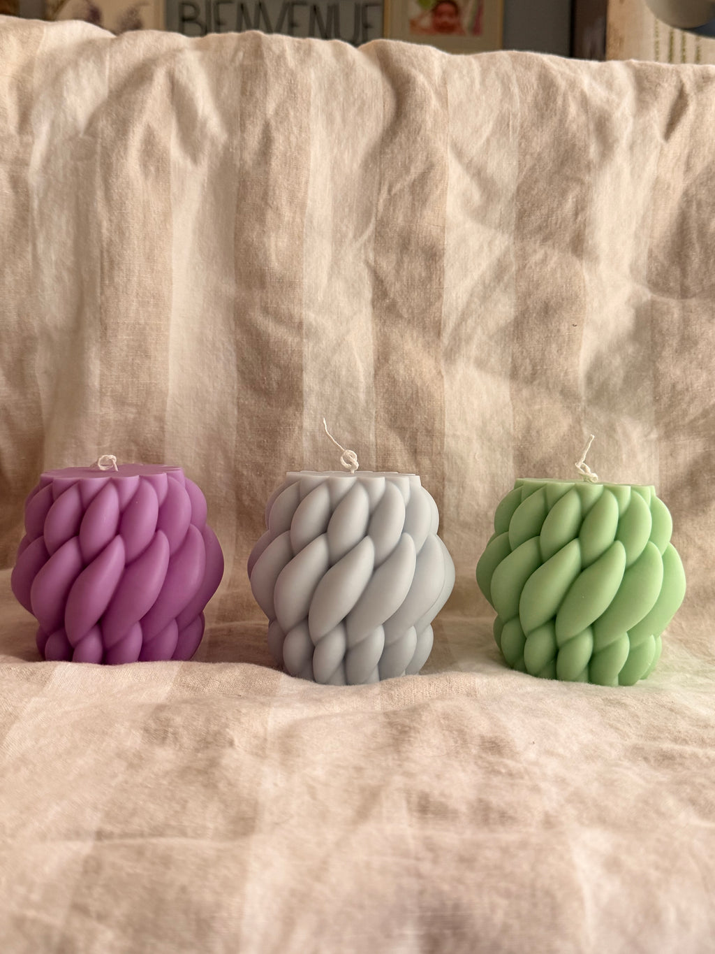 Yarn Handmade Creamy Coconut & Eucalyptus Scented Soy Candle Light Blue