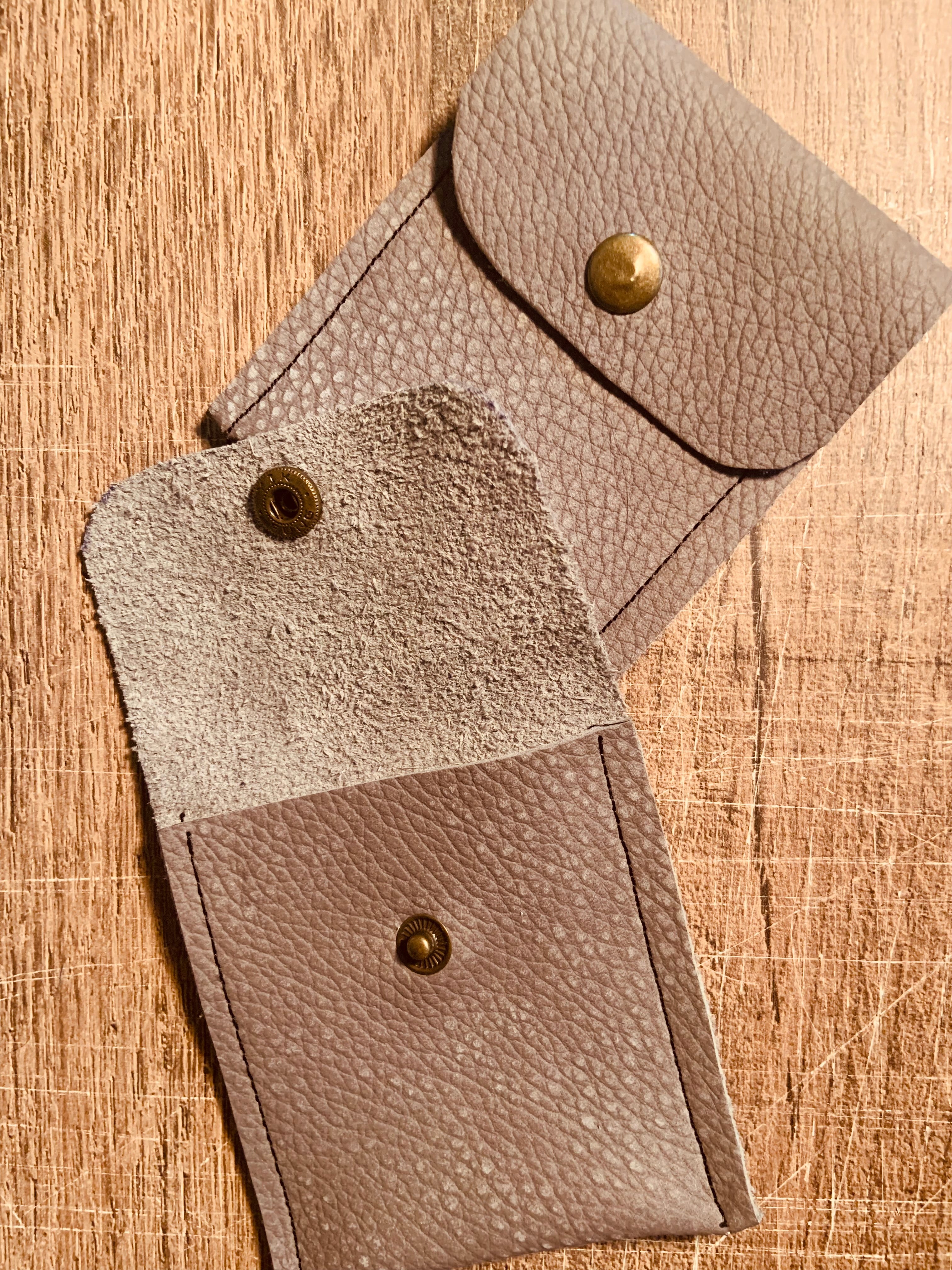 Daphné Handmade Reclaimed Leather Mini Coin Purse Taupe Colour