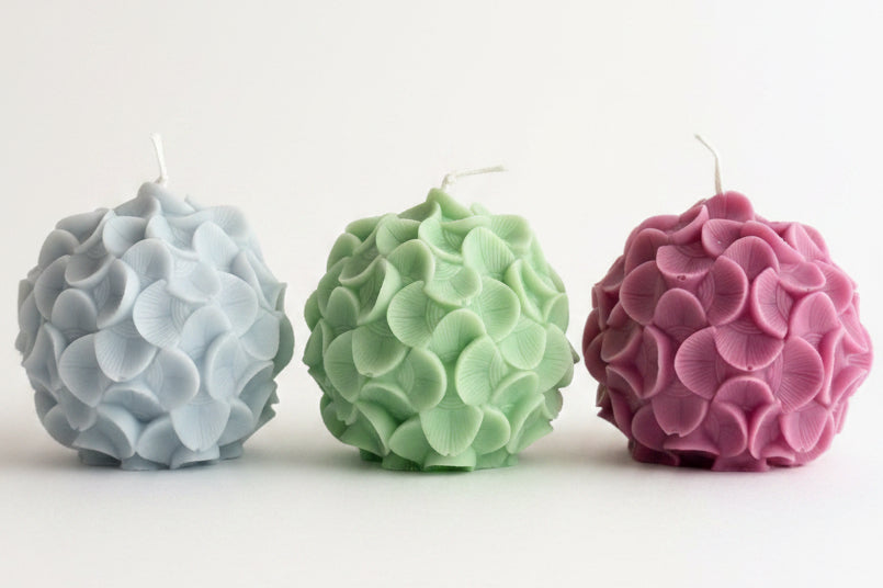 Hydrangeas Handmade Soy Candle Green Basil & Bosc Pear Scented.