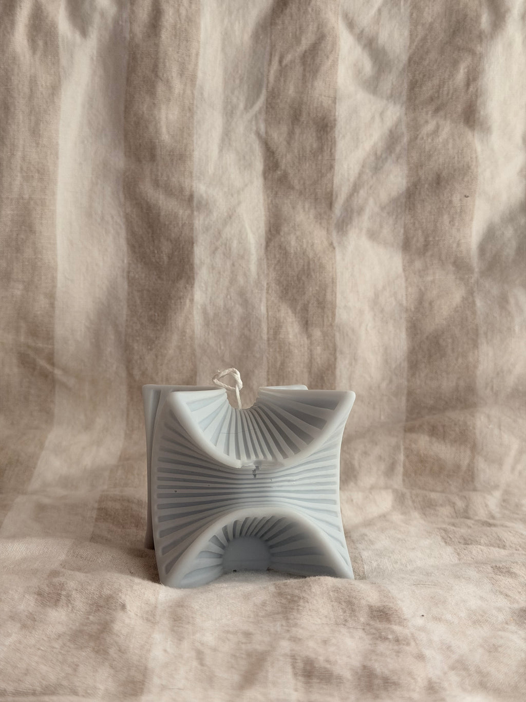 Sculptural Handmade Creamy Coconut & Eucalyptus Scented Soy Candle Pale Blue