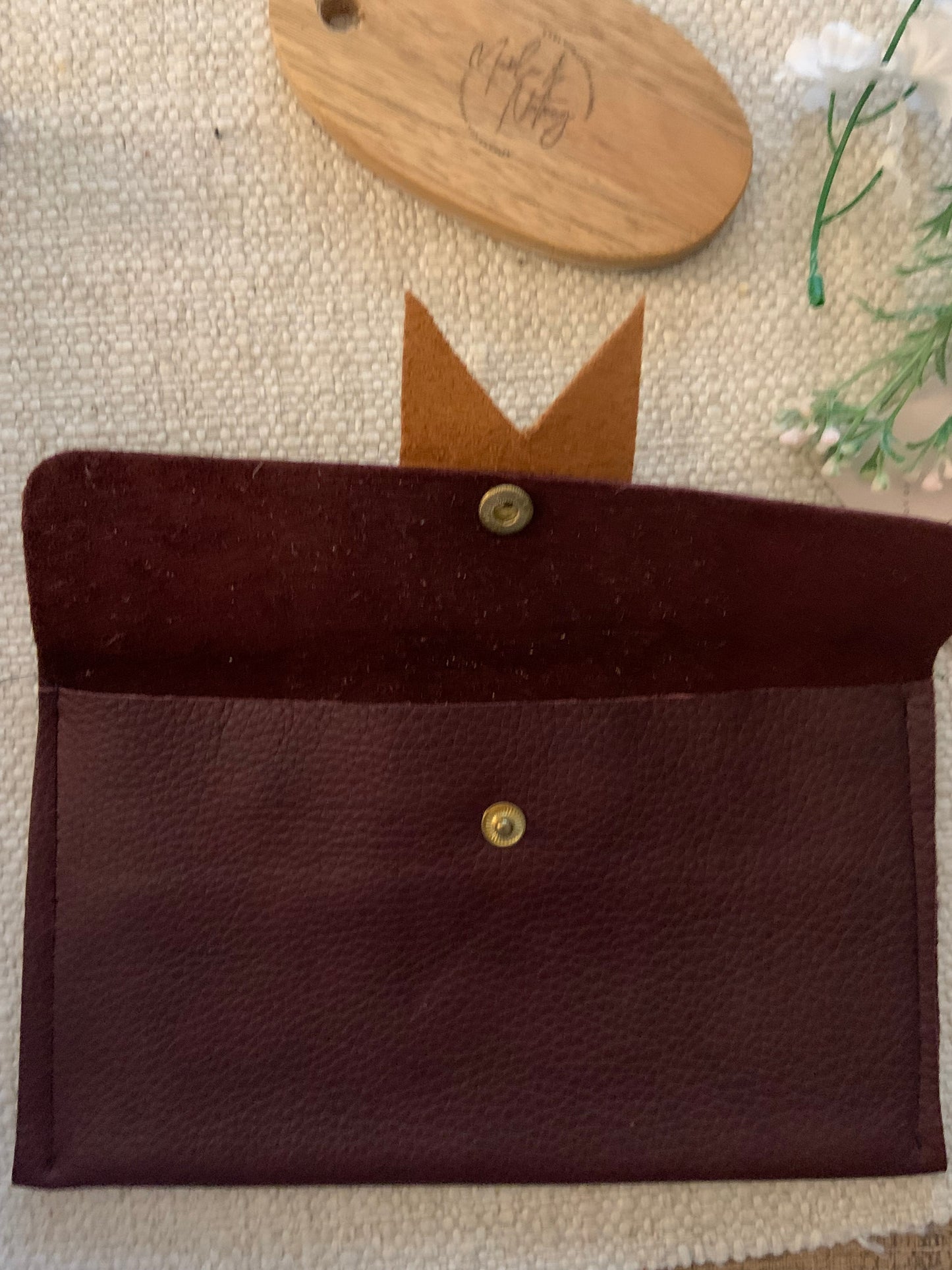 Inez Handmade Leather Coin Purse Burgundy
