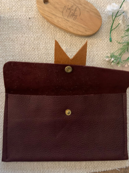 Inez Handmade Leather Coin Purse Burgundy