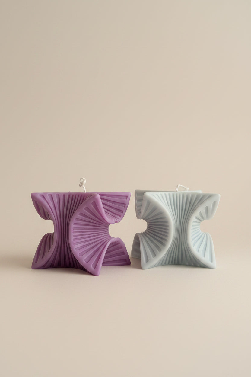 Sculptural Handmade Creamy Coconut & Eucalyptus Scented Soy Candle Pale Blue