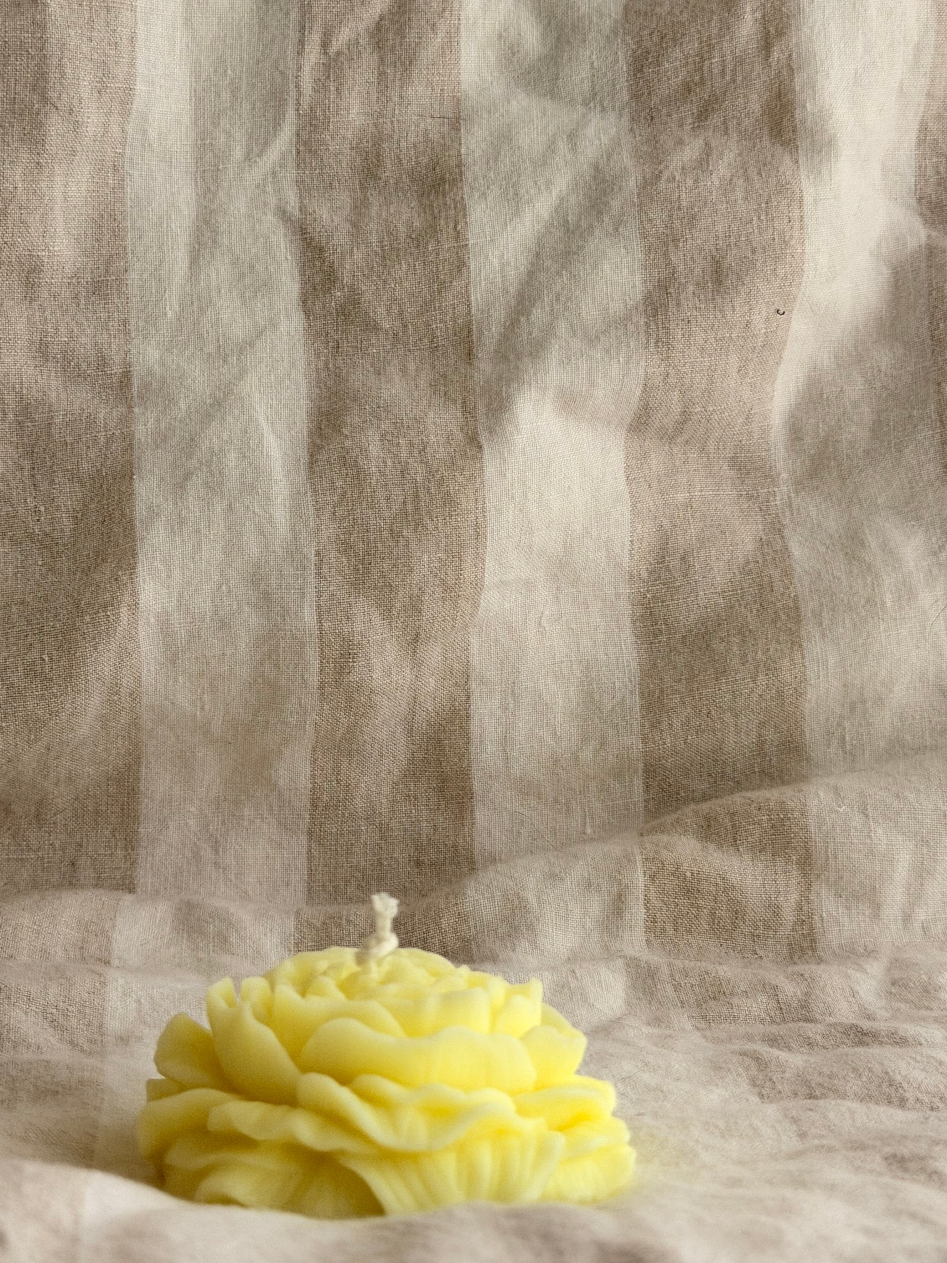 Peony Handmade Floral Soy Candle Bright Yellow Lemon Scented.