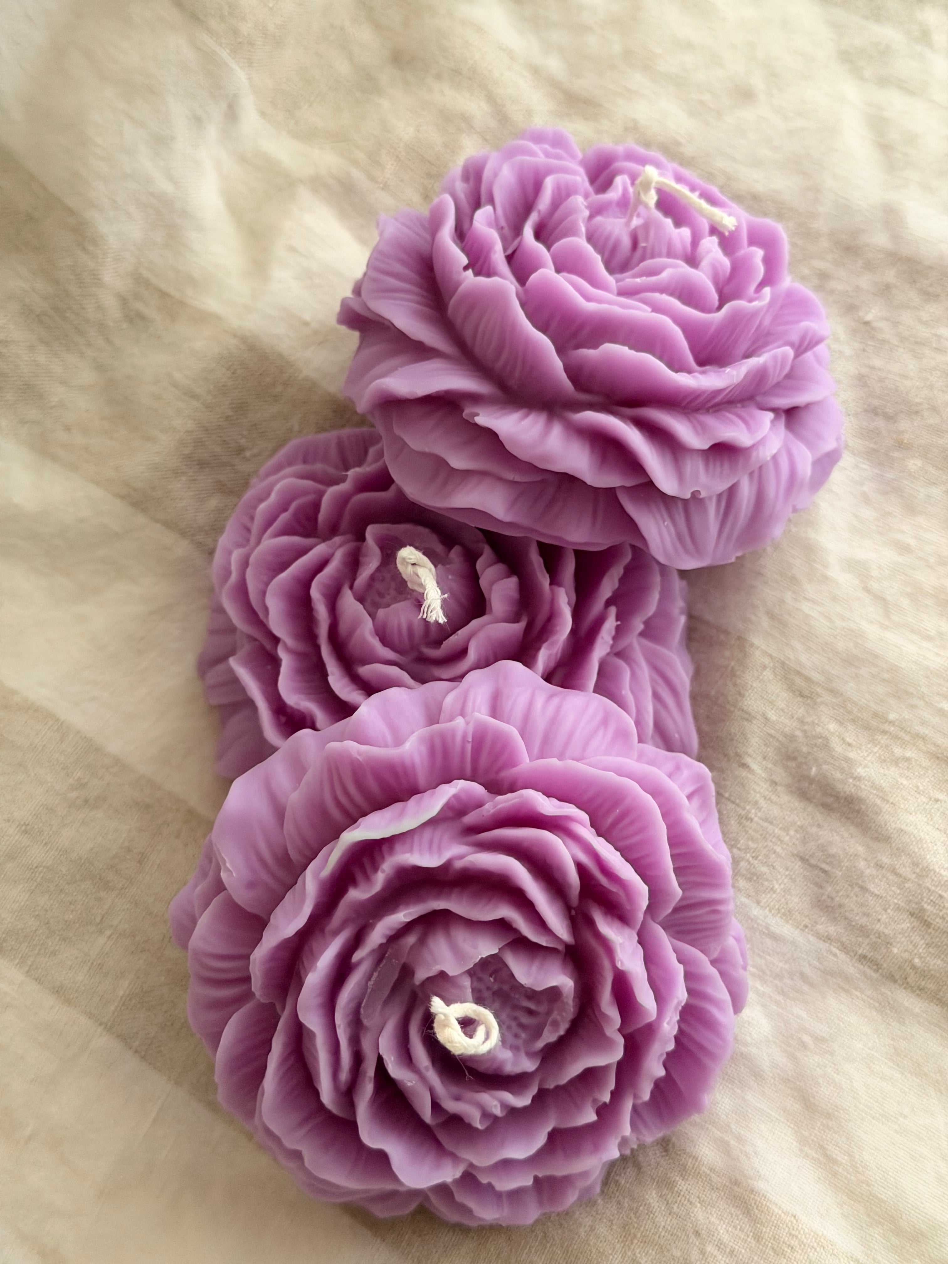 Peony Handmade Floral Soy Candle Purple Mahogany Oak Scented.