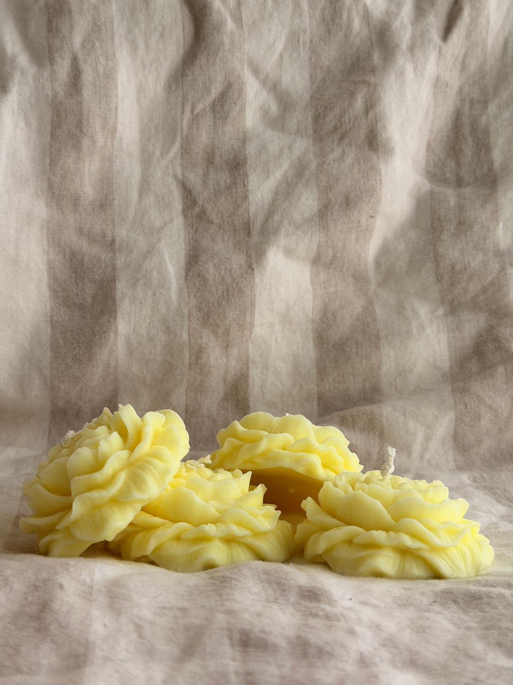 Peony Handmade Floral Soy Candle Bright Yellow Lemon Scented.