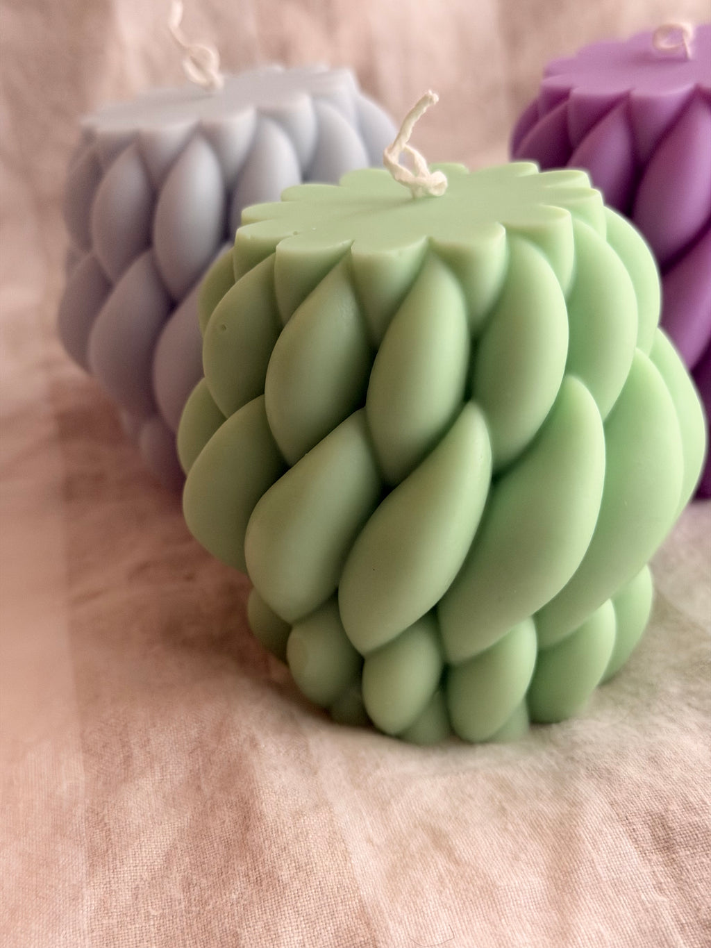 Yarn Handmade Soy Candle Green Basil & Bosc Pear Scented.