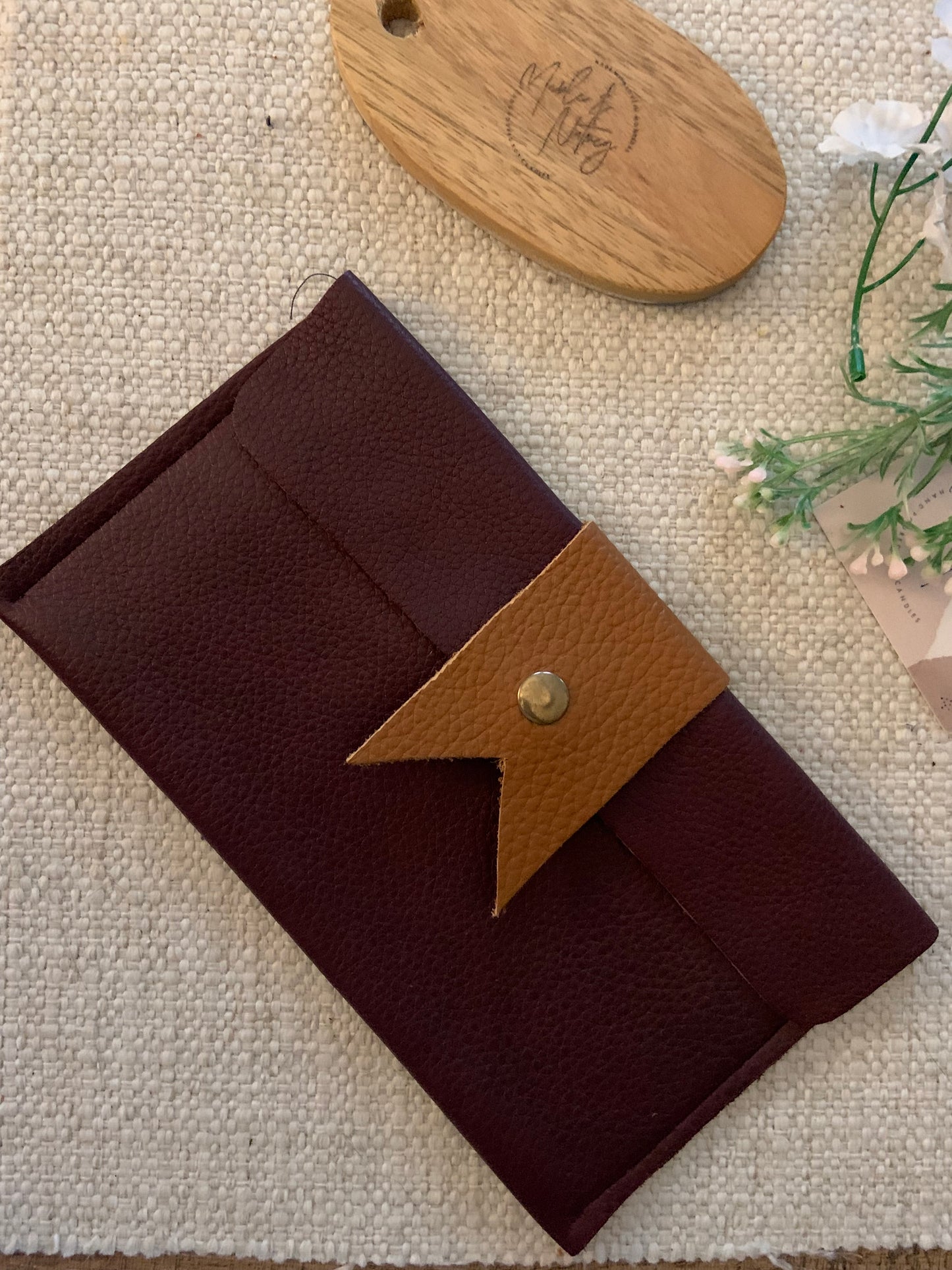 Inez Handmade Leather Coin Purse Burgundy