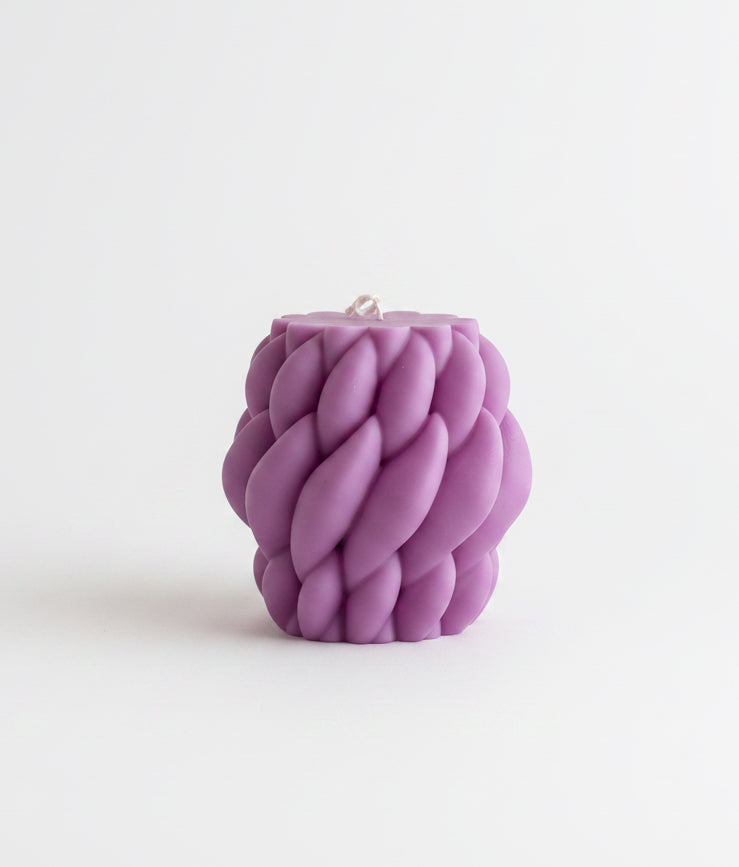 Yarn Handmade Soy Candle Purple Mahogany Oak Scented.