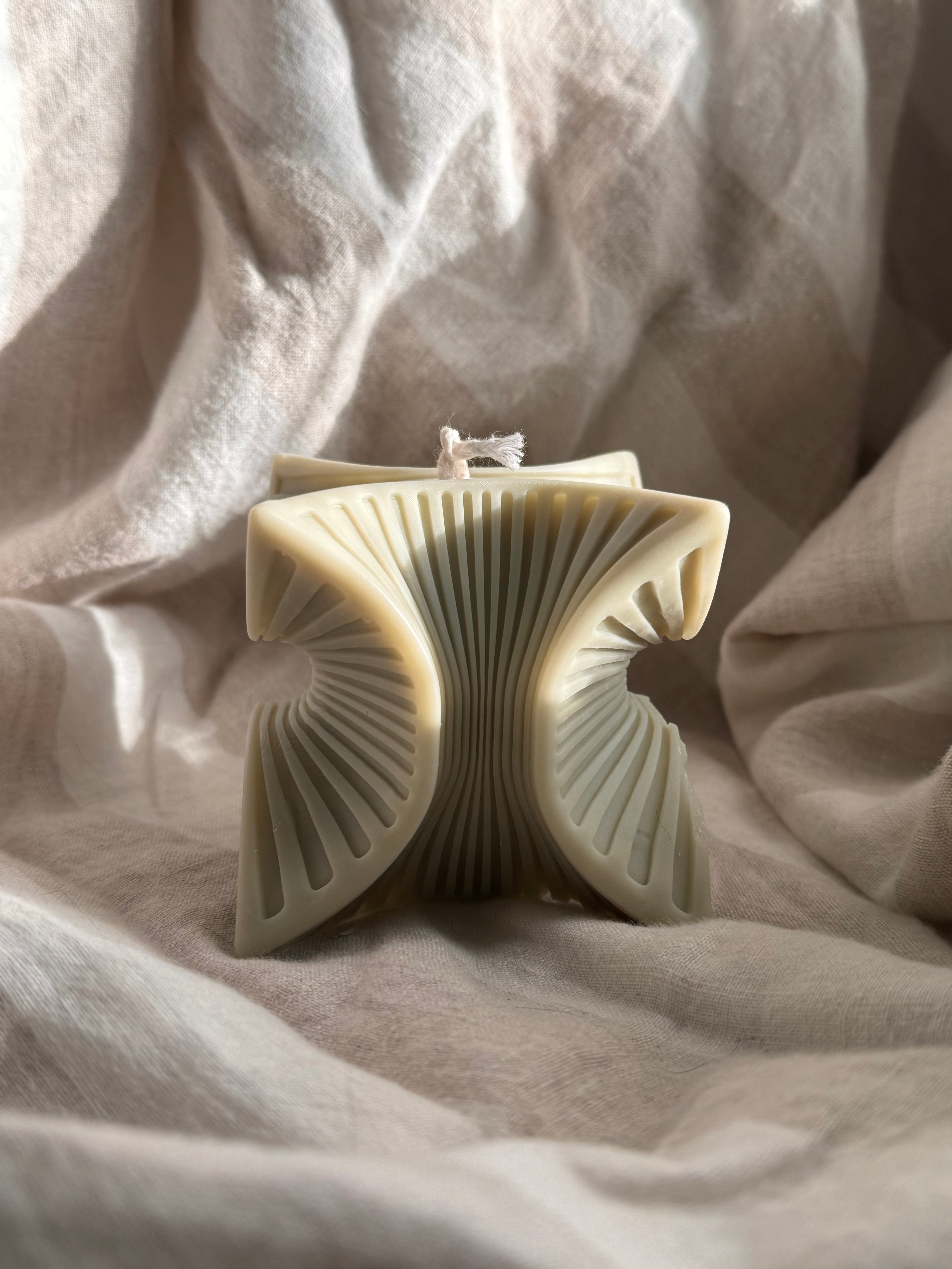 Sculptural Handmade Creamy Coconut & Eucalyptus Scented Soy Candle Pale Blue