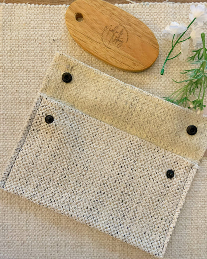 Kellie Handmade Reclaimed Fabric Coin Purse Off White Colour