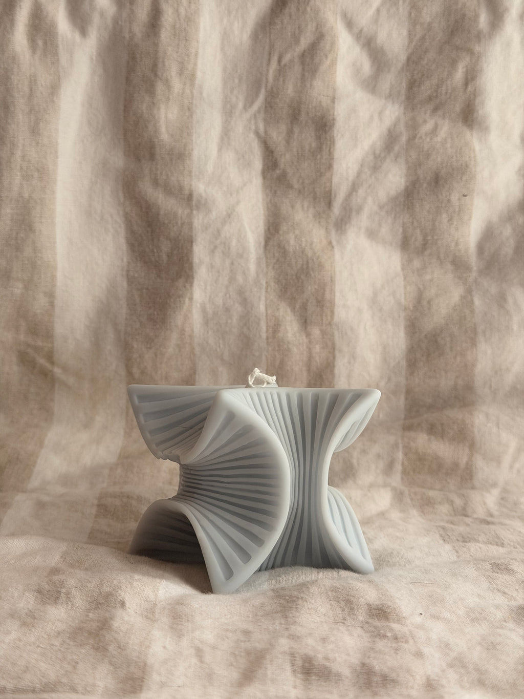 Sculptural Handmade Creamy Coconut & Eucalyptus Scented Soy Candle Light Blue