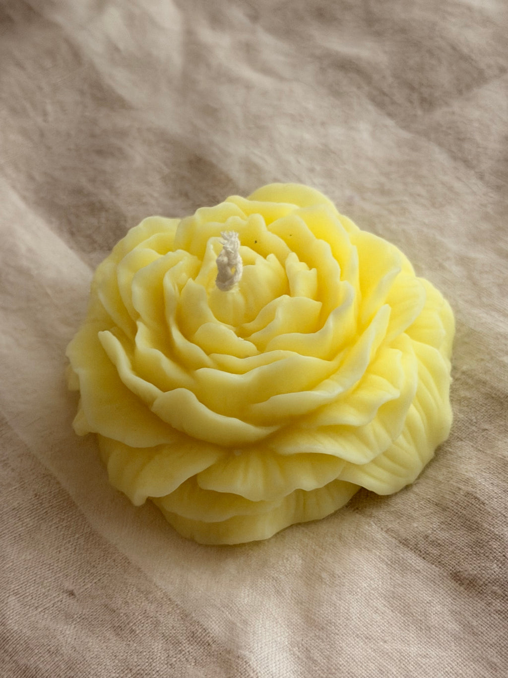 Peony Handmade Floral Soy Candle Bright Yellow Lemon Scented.