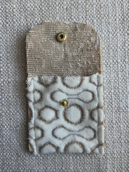Evelyn Handmade Fabric Coin Purse Textured White/Beige Fabric