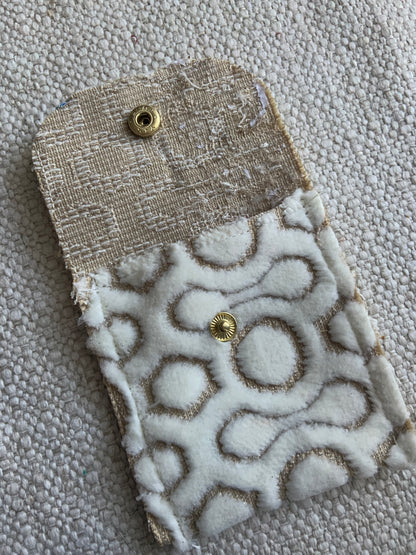 Evelyn Handmade Fabric Coin Purse Textured White/Beige Fabric