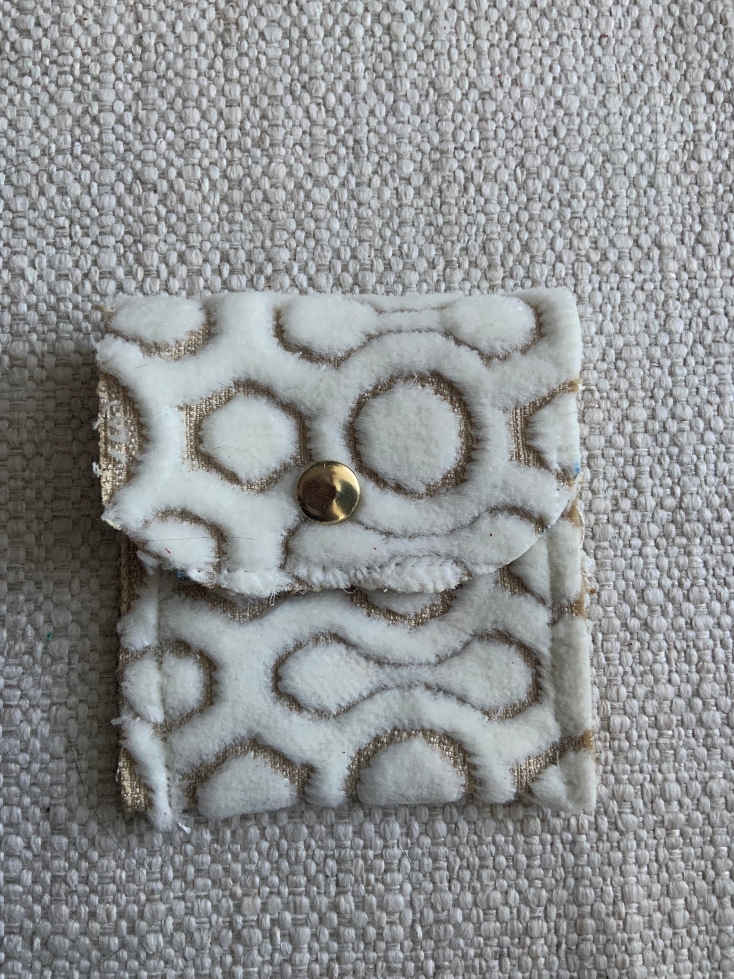 Evelyn Handmade Fabric Coin Purse Textured White/Beige Fabric