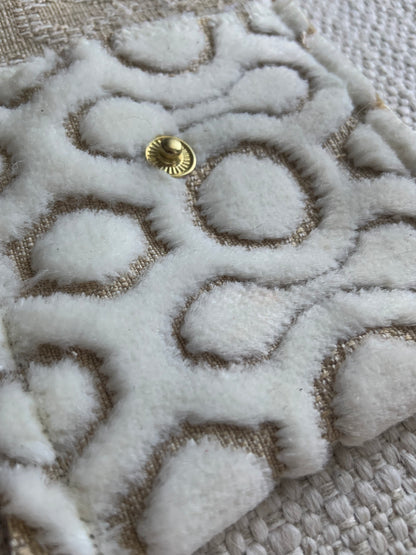 Evelyn Handmade Fabric Coin Purse Textured White/Beige Fabric