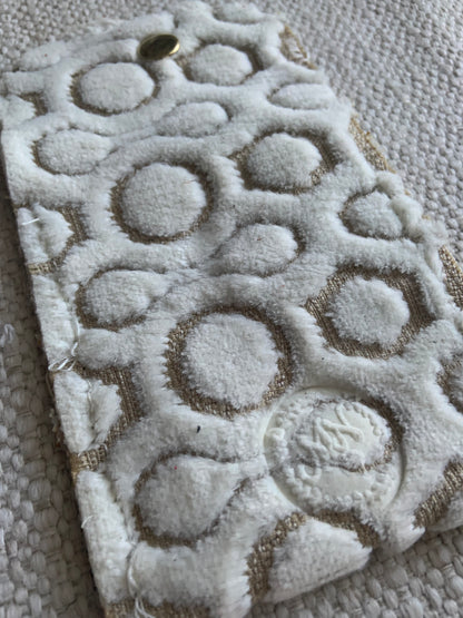 Evelyn Handmade Fabric Coin Purse Textured White/Beige Fabric