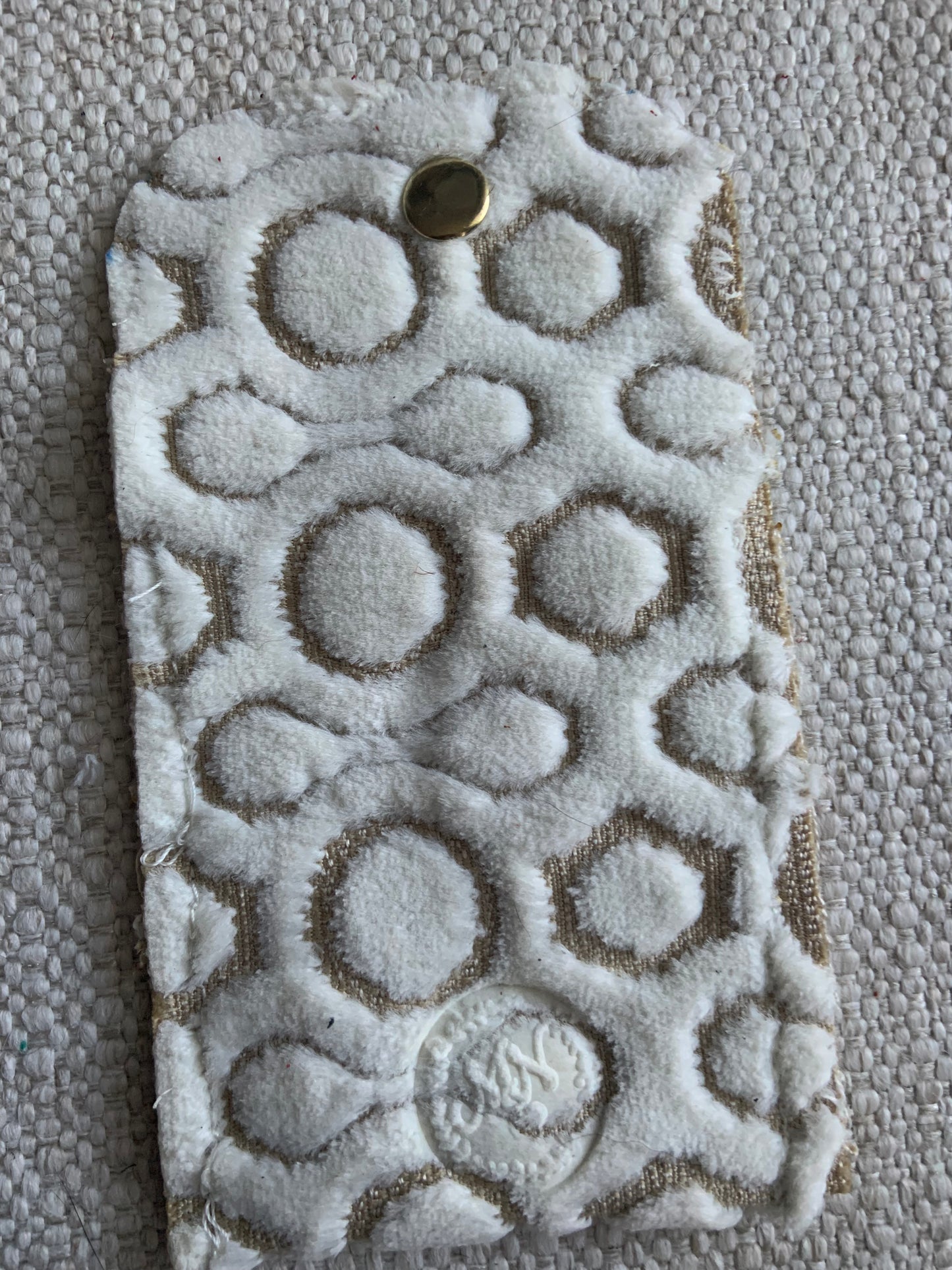 Evelyn Handmade Fabric Coin Purse Textured White/Beige Fabric