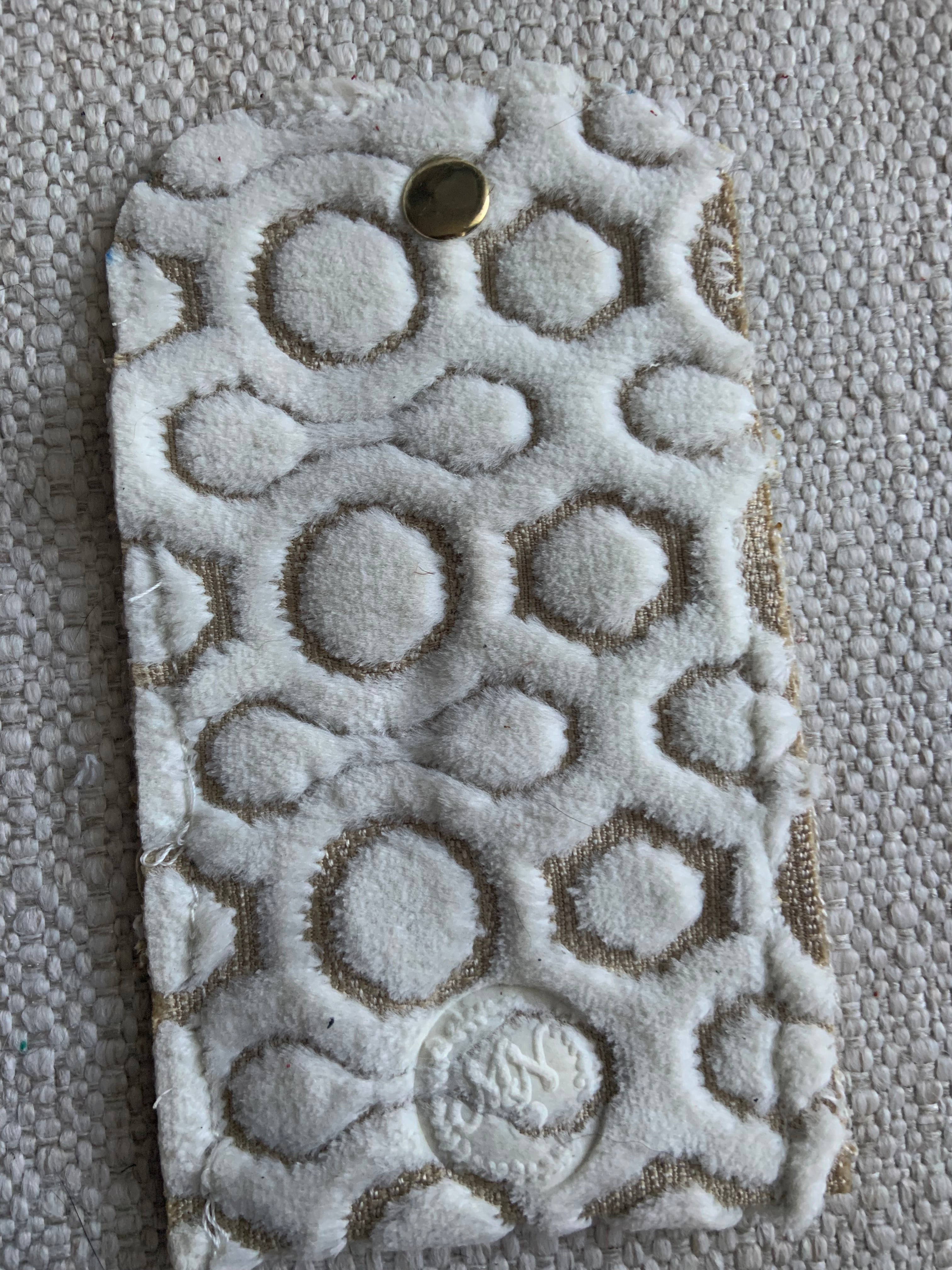 Evelyn Handmade Fabric Coin Purse Textured White/Beige Fabric