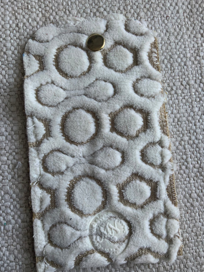 Evelyn Handmade Fabric Coin Purse Textured White/Beige Fabric