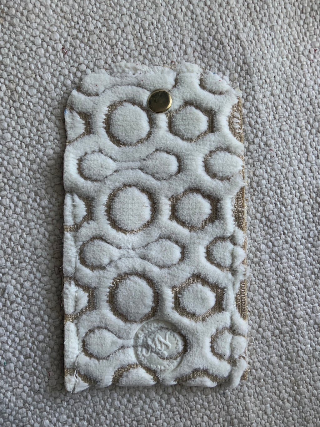 Evelyn Handmade Fabric Coin Purse Textured White/Beige Fabric