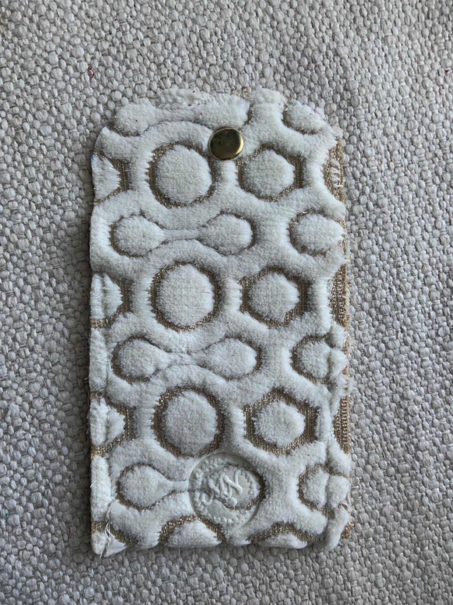 Evelyn Handmade Fabric Coin Purse Textured White/Beige Fabric