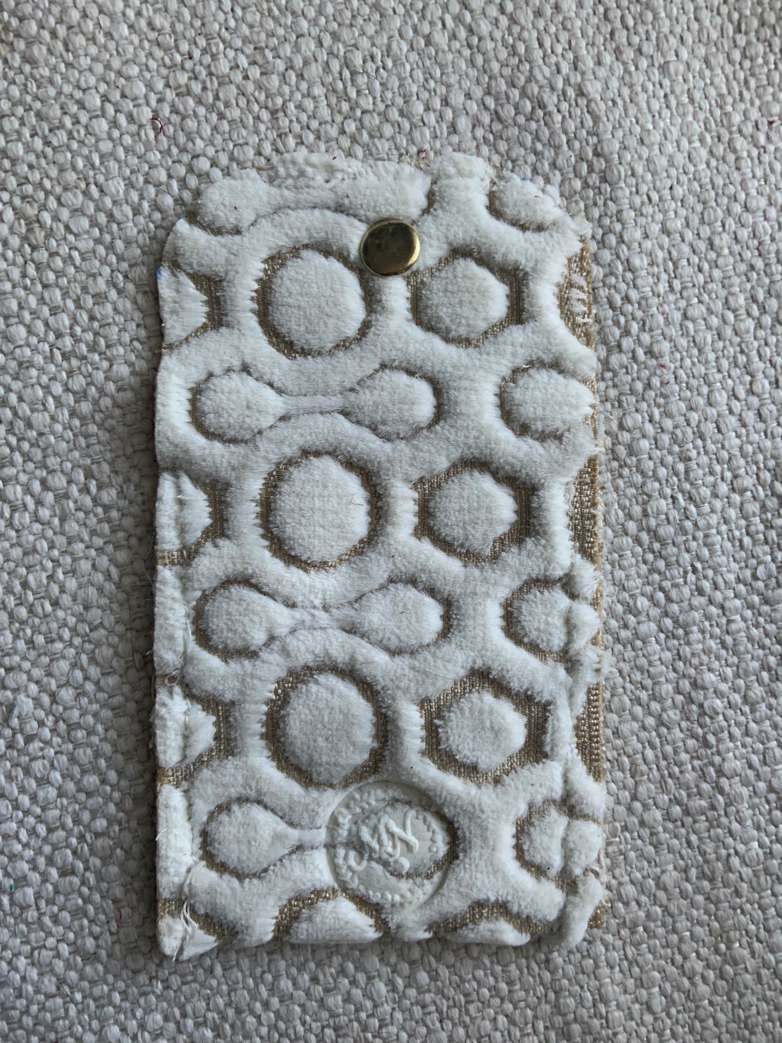 Evelyn Handmade Fabric Coin Purse Textured White/Beige Fabric