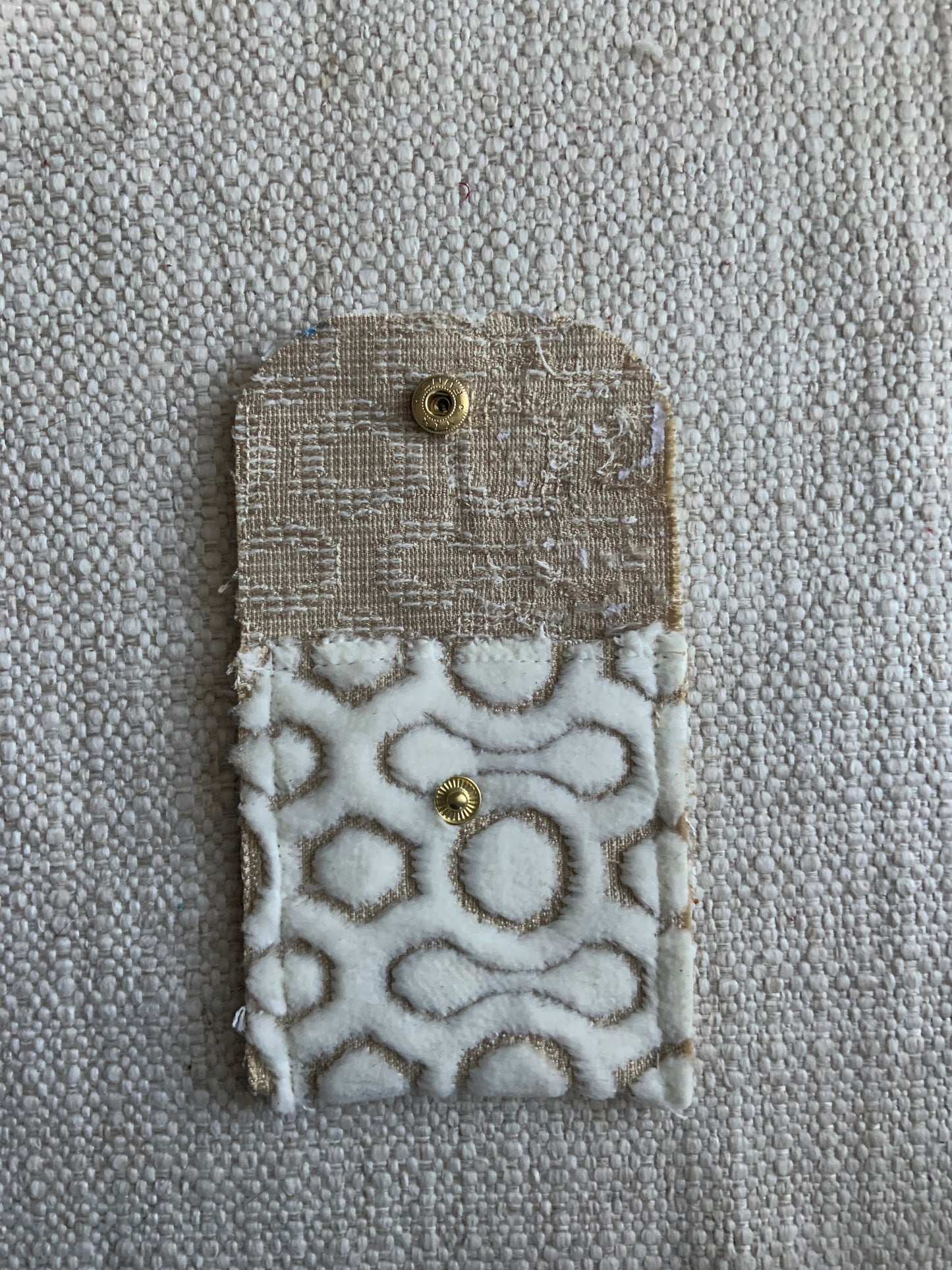 Evelyn Handmade Fabric Coin Purse Textured White/Beige Fabric