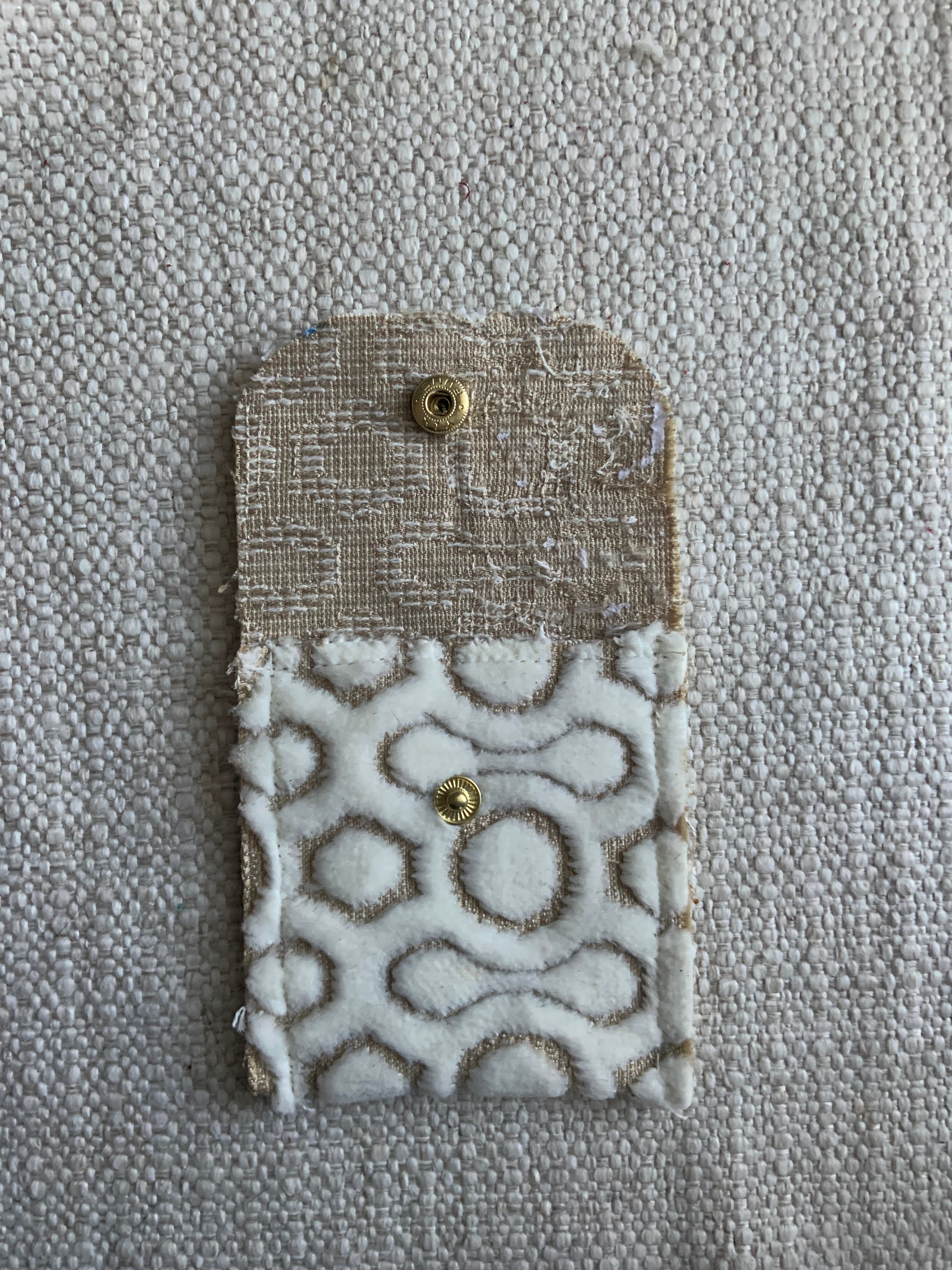 Evelyn Handmade Fabric Coin Purse Textured White/Beige Fabric