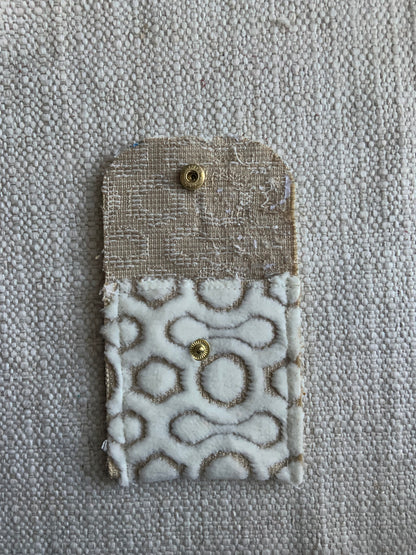Evelyn Handmade Fabric Coin Purse Textured White/Beige Fabric