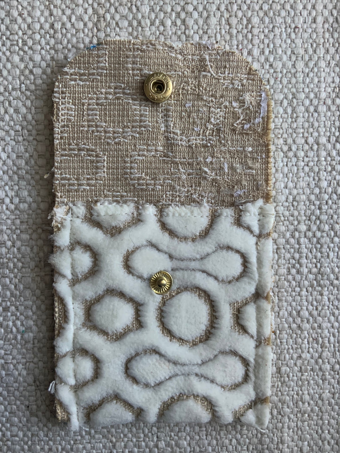 Evelyn Handmade Fabric Coin Purse Textured White/Beige Fabric