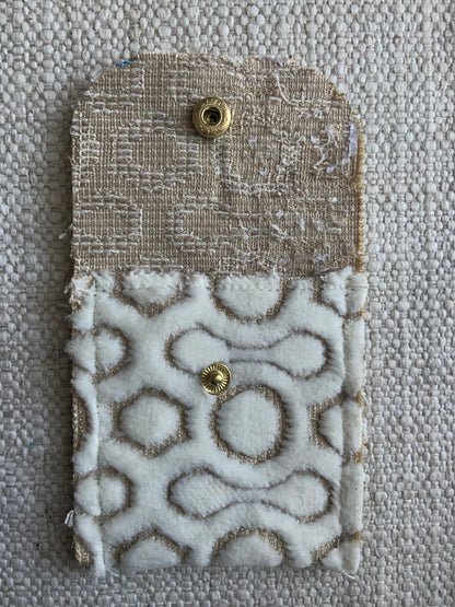 Evelyn Handmade Fabric Coin Purse Textured White/Beige Fabric